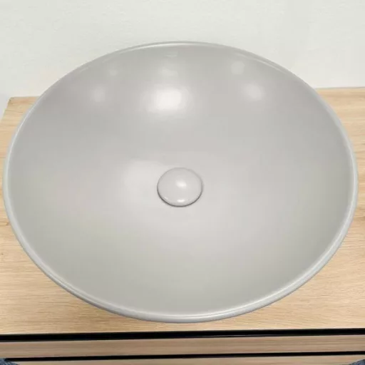 Klikk - klakk leeresztő - MATT SZÜRKE - porcelán - túlfolyós mosdókagylóhoz - 5/4" - Ø 73 mm - WaterMarkt.hu