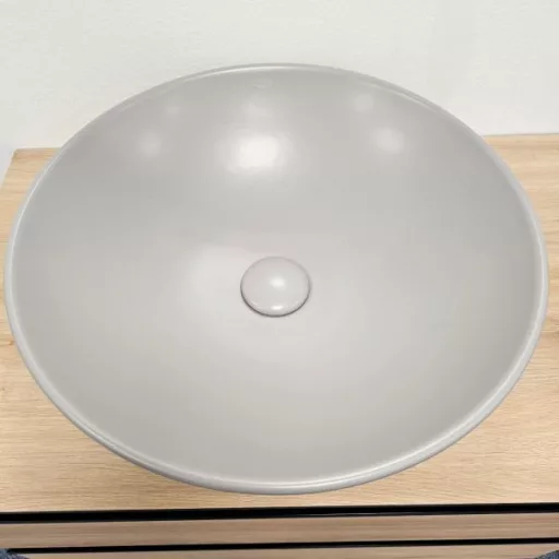 Klikk - klakk leeresztő - MATT SZÜRKE - porcelán - túlfolyós mosdókagylóhoz - 5/4" - Ø 73 mm - WaterMarkt.hu