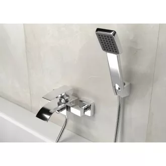 Gamma Elva Fürdőkádtöltő és Magasított Mosdó Csaptelep Szett - Vízesés vízsugarú, Króm - WaterMarkt.hu