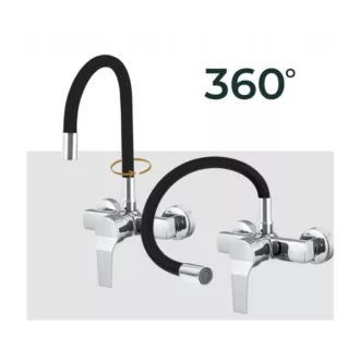 Gamma Flex Fali Mosogató Csaptelep -  Rugalmas, Fekete/Króm - WaterMarkt.hu