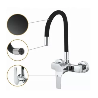 Gamma Flex Fali Mosogató Csaptelep -  Rugalmas, Fekete/Króm - WaterMarkt.hu