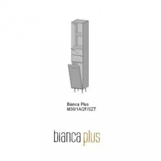 Bianca Plus 30 magas szekrény 1 ajtóval, 2 fiókkal, szennyestartóval, sonoma tölgy színben, jobbos - WaterMarkt.hu