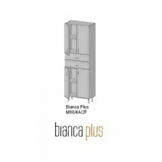 Bianca Plus 60 magas szekrény 4 ajtóval, 2 fiókkal, magasfényű fehér színben - WaterMarkt.hu