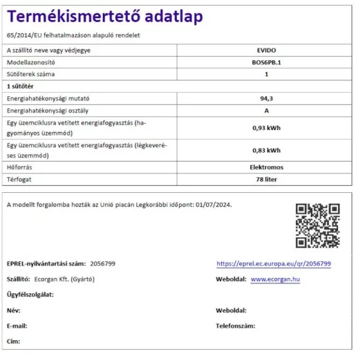 EVIDO SUPRA 60B pirolitikus sütő, fekete - WaterMarkt.hu