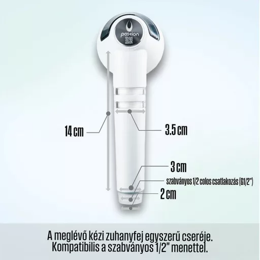 POSEION BT100® Prémium koreai revitalizáló zuhanyfej vízszűrővel, mágneses-ionizáló technológiával, szürke - WaterMarkt.hu