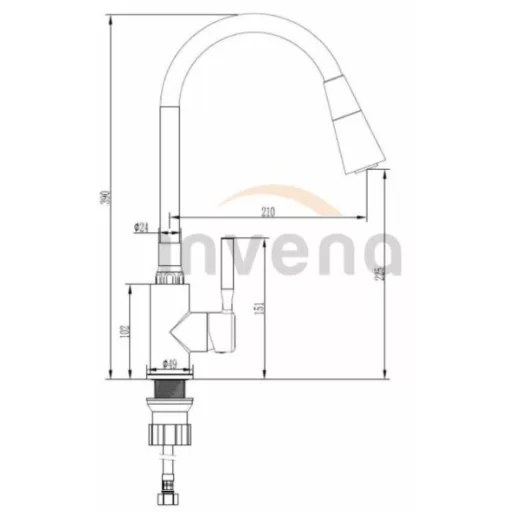 Invena HULA PLUS flexibilis színes csaptelep - fekete - WaterMarkt.hu