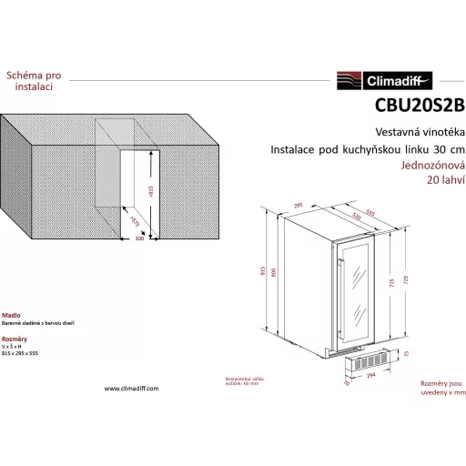 Climadiff Borhűtő CBU20S2B pult alá építhető, 20 palack - WaterMarkt.hu