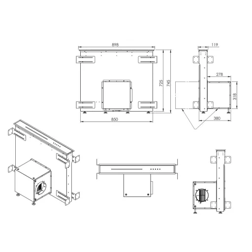 Ciarko Design Moondraft 90 cm fekete pultból kiemelkedő páraelszívó - WaterMarkt.hu