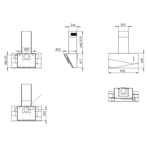 Ciarko Design TRIO fekete fali páraelszívó - WaterMarkt.hu