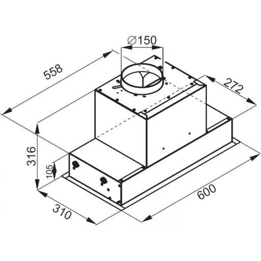 Ciarko Design Su Mini 60 cm fekete üveg beépíthető páraelszívó - WaterMarkt.hu
