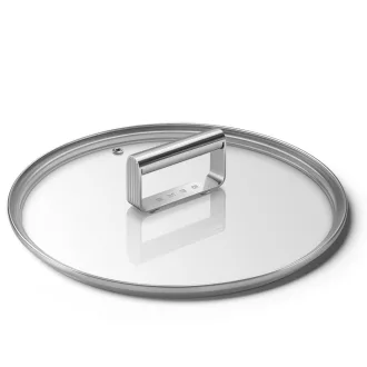   SMEG EDÉNY FEDŐ, 24 cm átmérő, edzett üveg, rozsdamentes acél peremmel és fogantyúval
