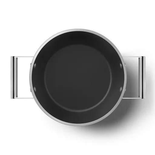SMEG LÁBAS, 24 cm, edzett üveg fedél, rozsdamentes acél fogantyú, matt fekete