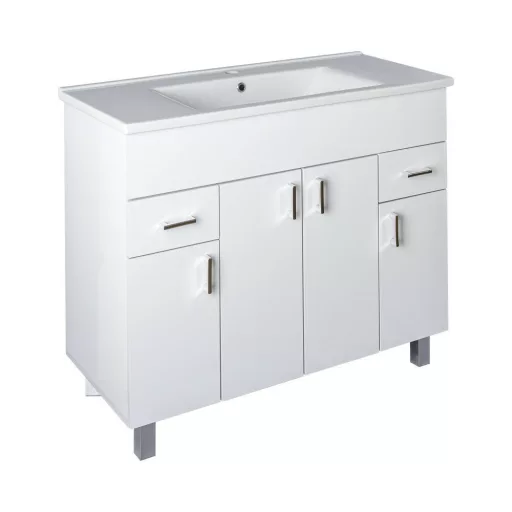 VivaStyle EKONOMIK PLUS 100 lábon álló fürdőszobabútor Sanovit SOFT 13100 mosdóval - 100 x 45,5 cm - WaterMarkt.hu