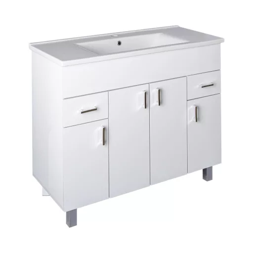 VivaStyle EKONOMIK PLUS 100 lábon álló fürdőszobabútor Sanovit SOFT 13100 mosdóval - 100 x 45,5 cm - WaterMarkt.hu