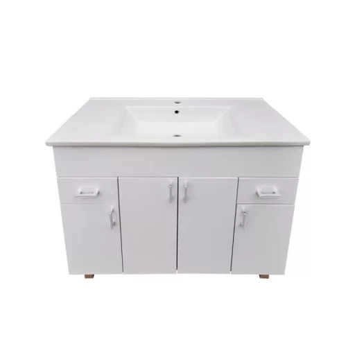 VivaStyle EKONOMIK PLUS 100 lábon álló fürdőszobabútor Sanovit SOFT 13100 mosdóval - 100 x 45,5 cm - WaterMarkt.hu