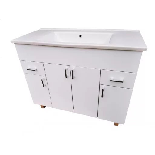 VivaStyle EKONOMIK PLUS 100 lábon álló fürdőszobabútor Sanovit SOFT 13100 mosdóval - 100 x 45,5 cm - WaterMarkt.hu