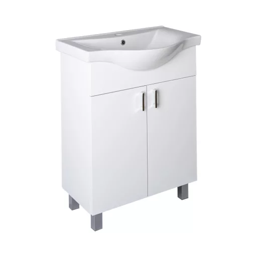 VivaStyle EKONOMIK 65 lábon álló 2 ajtós fürdőszobabútor Sanovit ALBATROS 10065 mosdóval 64,5x46,5 - WaterMarkt.hu