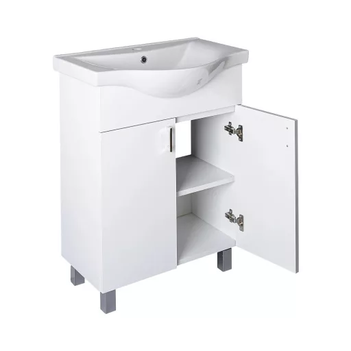 VivaStyle EKONOMIK 65 lábon álló 2 ajtós fürdőszobabútor Sanovit ALBATROS 10065 mosdóval 64,5x46,5 - WaterMarkt.hu