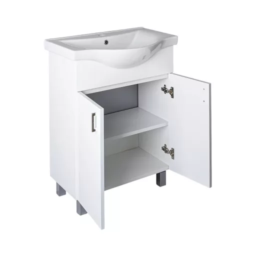 VivaStyle EKONOMIK 65 lábon álló 2 ajtós fürdőszobabútor Sanovit ALBATROS 10065 mosdóval 64,5x46,5 - WaterMarkt.hu
