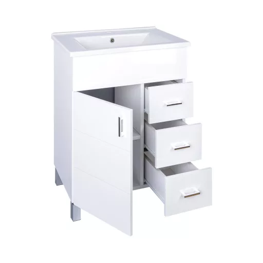 VivaStyle KARINA 65 lábon álló fürdőszobabútor 3 fiókos Sanovit ATRIA 9065 mosdóval 65 x 45,5 cm - WaterMarkt.hu