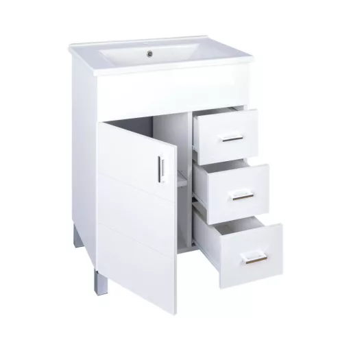 VivaStyle KARINA 65 lábon álló fürdőszobabútor 3 fiókos Sanovit ATRIA 9065 mosdóval 65 x 45,5 cm - WaterMarkt.hu