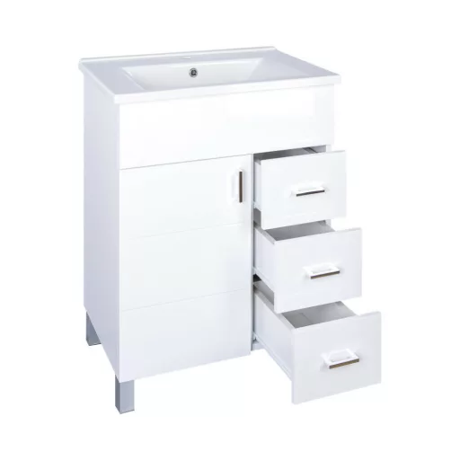 VivaStyle KARINA 65 lábon álló fürdőszobabútor 3 fiókos Sanovit ATRIA 9065 mosdóval 65 x 45,5 cm - WaterMarkt.hu