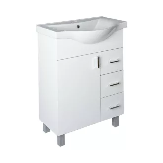VivaStyle BIANKA 65 lábon álló fürdőszobabútor 3 fiókos Sanovit ALBATROS10065 mosdóval 64,5x46,5cm - WaterMarkt.hu