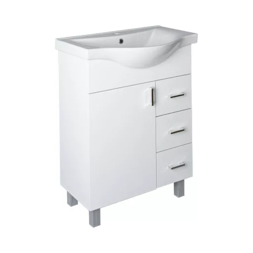 VivaStyle BIANKA 65 lábon álló fürdőszobabútor 3 fiókos Sanovit ALBATROS10065 mosdóval 64,5x46,5cm - WaterMarkt.hu