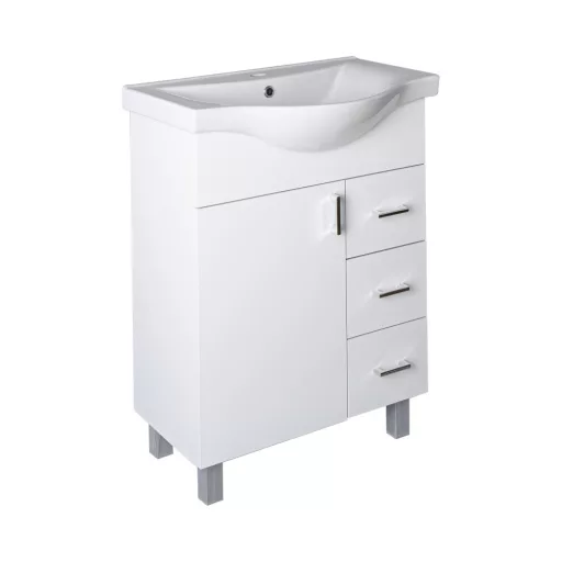 VivaStyle BIANKA 65 lábon álló fürdőszobabútor 3 fiókos Sanovit ALBATROS10065 mosdóval 64,5x46,5cm - WaterMarkt.hu