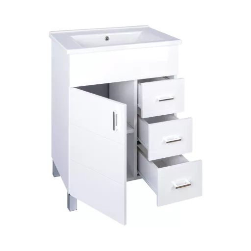 VivaStyle KARINA 75 lábon álló fürdőszobabútor 3 fiókos Sanovit ATRIA 9075 mosdóval 75 x 45,5 cm - WaterMarkt.hu