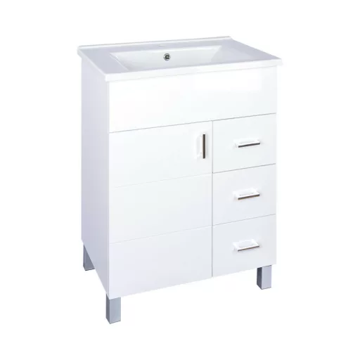 VivaStyle KARINA 75 lábon álló fürdőszobabútor 3 fiókos Sanovit ATRIA 9075 mosdóval 75 x 45,5 cm - WaterMarkt.hu