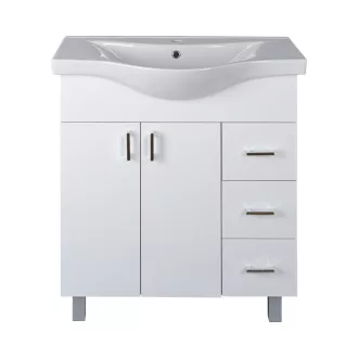 VivaStyle BIANKA 80 lábon álló fürdőszobabútor 3 fiókos Sanovit ALBATROS 10080 mosdóval 80 x 46 cm - WaterMarkt.hu