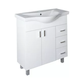 VivaStyle BIANKA 80 lábon álló fürdőszobabútor 3 fiókos Sanovit ALBATROS 10080 mosdóval 80 x 46 cm - WaterMarkt.hu