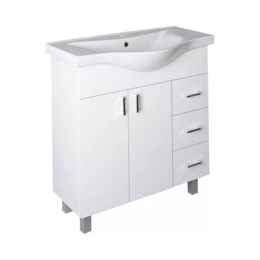 VivaStyle BIANKA 80 lábon álló fürdőszobabútor 3 fiókos Sanovit ALBATROS 10080 mosdóval 80 x 46 cm - WaterMarkt.hu