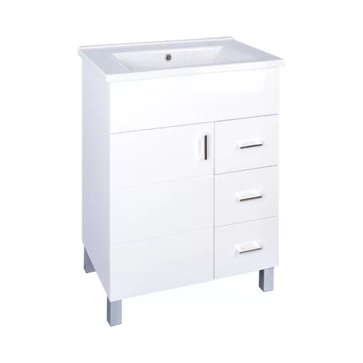 VivaStyle KARINA 85 lábon álló fürdőszobabútor 3 fiókos Sanovit ATRIA 9085 mosdóval 85 x 45,5 cm - WaterMarkt.hu