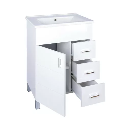 VivaStyle KARINA 85 lábon álló fürdőszobabútor 3 fiókos Sanovit ATRIA 9085 mosdóval 85 x 45,5 cm - WaterMarkt.hu