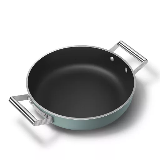 SMEG ALACSONY LÁBAS FEDŐVEL, 28 cm, edzett üveg fedő, rozsdamentes acél fogantyú, matt bézs