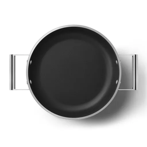 SMEG ALACSONY LÁBAS FEDŐVEL, 28 cm, edzett üveg fedő, rozsdamentes acél fogantyú, matt smaragdzöld