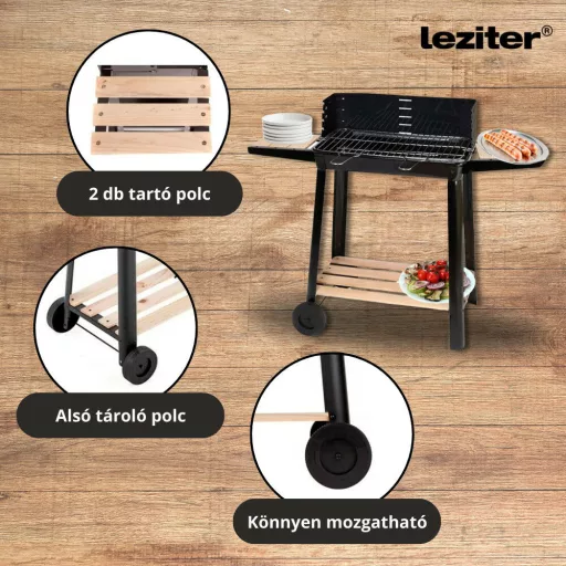 Téglalap alakú görgős faszenes grill - WaterMarkt.hu