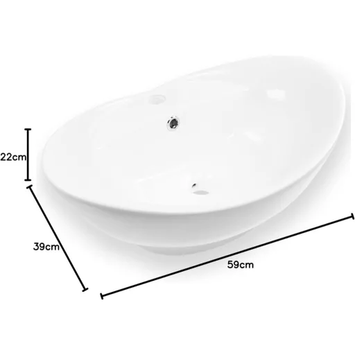 Eros GONDOLA - PULTRA ültethető - Top Counter - porcelán mosdó - 59 x 39 x 21 cm - WaterMarkt.hu