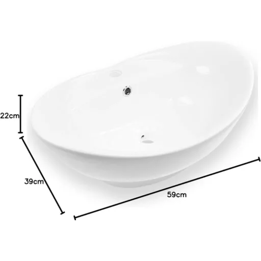 Eros GONDOLA - PULTRA ültethető - Top Counter - porcelán mosdó - 59 x 39 x 21 cm - WaterMarkt.hu