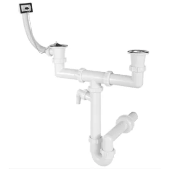 2 medencés lefolyó garnitúra csőszifonnal 40mm  1½" - WaterMarkt.hu