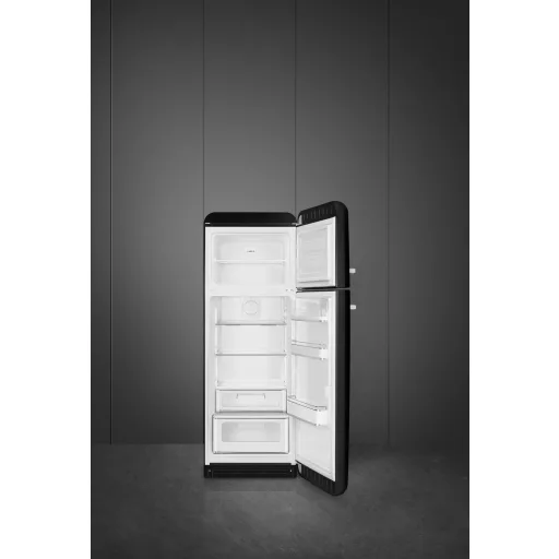SMEG KOMBINÁLT HŰTŐ ÉS FAGYASZTÓ, retro, 60,1x172 cm, jobb oldali pántok, fekete