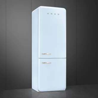   SMEG KOMBINÁLT HŰTŐ ÉS FAGYASZTÓ, retro, 70,6x205 cm, jobb oldali pántok, világoskék