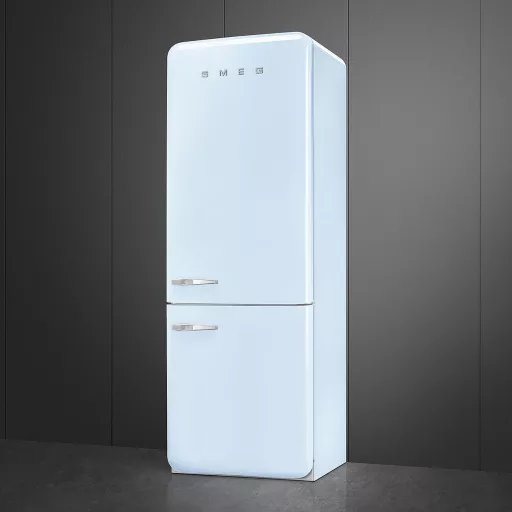 SMEG KOMBINÁLT HŰTŐ ÉS FAGYASZTÓ, retro, 70,6x205 cm, jobb oldali pántok, világoskék