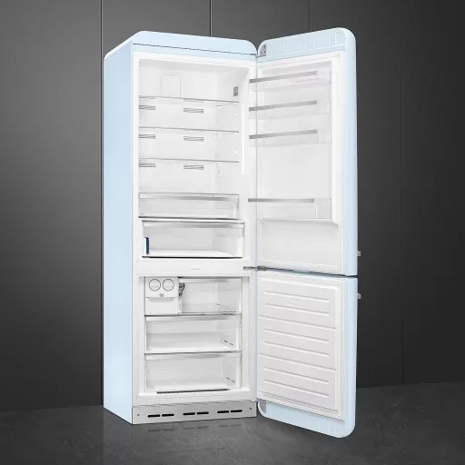 SMEG KOMBINÁLT HŰTŐ ÉS FAGYASZTÓ, retro, 70,6x205 cm, jobb oldali pántok, világoskék