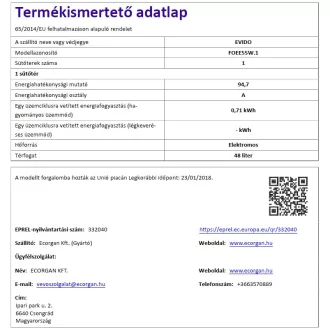 EVIDO FREE EE55W elektromos tűzhely,fehér,50*55cm