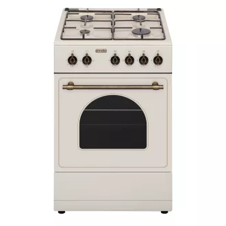   EVIDO FREE GE55C gáztűzhely, rusztikus design, 50x55 cm, elektromos sütő, 48 l, bézs/bronz