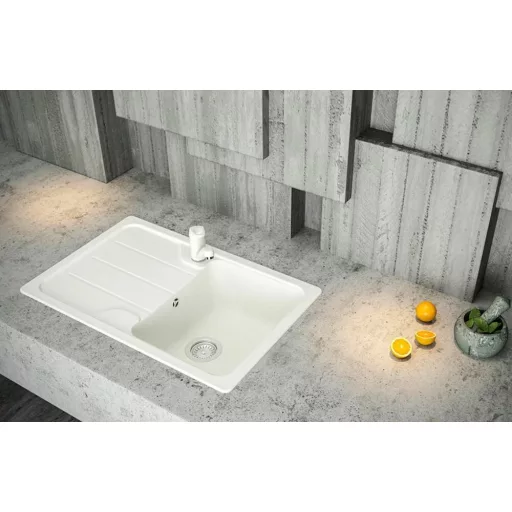 SCHOCK FORMHAUS CRISTALITE D-100S egymedencés csepptálcás prémium mosogató - White - WaterMarkt.hu