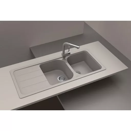 SCHOCK FORMHAUS CRISTALITE D-200 kétmedencés csepptálcás prémium mosogató - Sabbia - WaterMarkt.hu